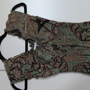 Peace + Love Owl Boho Bohemian Print Maxi Dress Size Small